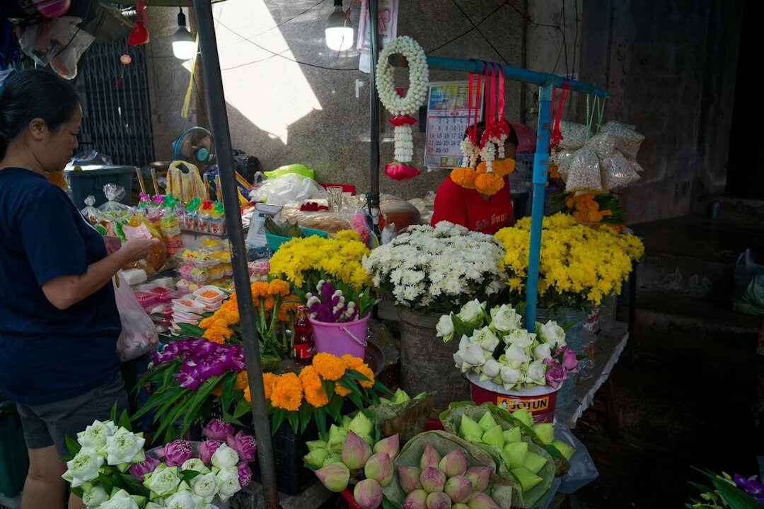 woman selling flowers