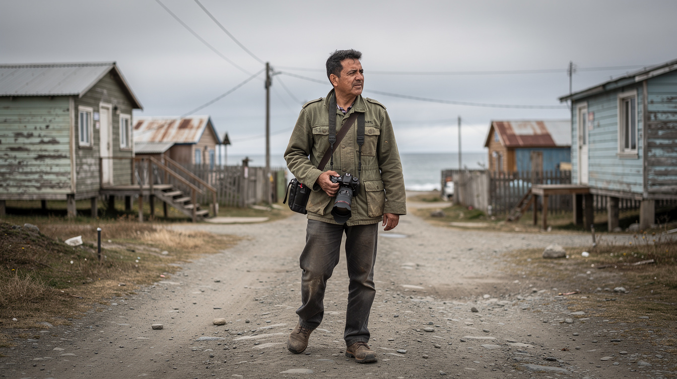 Documentary photographer taking pictures in a rural Chilean village
